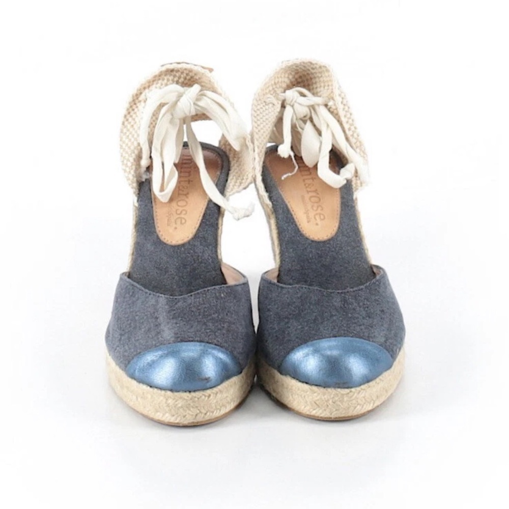 Mint and Rose Lolita Espadrille Wedge Metallic Goat Leather & Canvas EU37(US6.5)